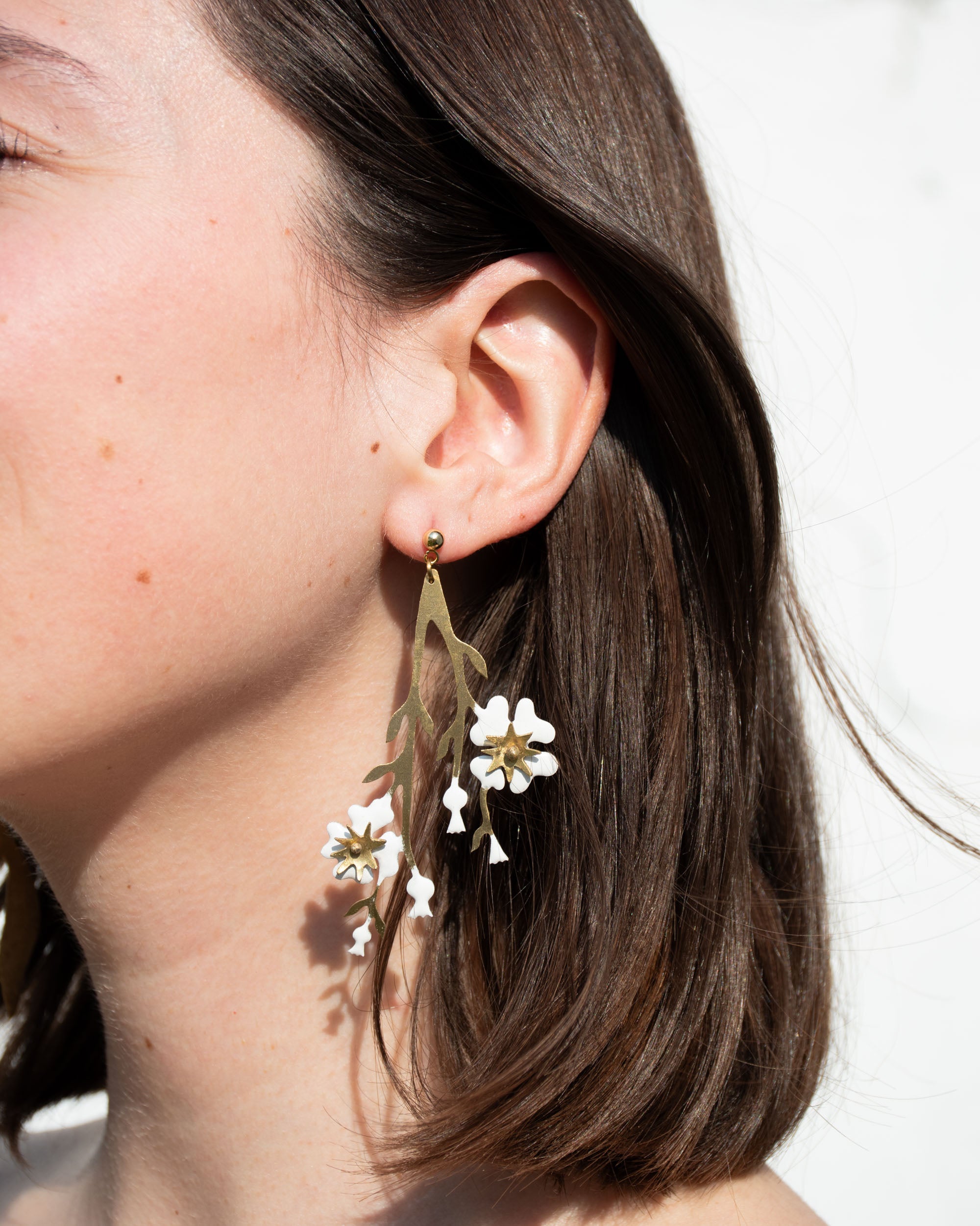 Handmade earrings - white Night Jasmine flowers- Sabrina Formica