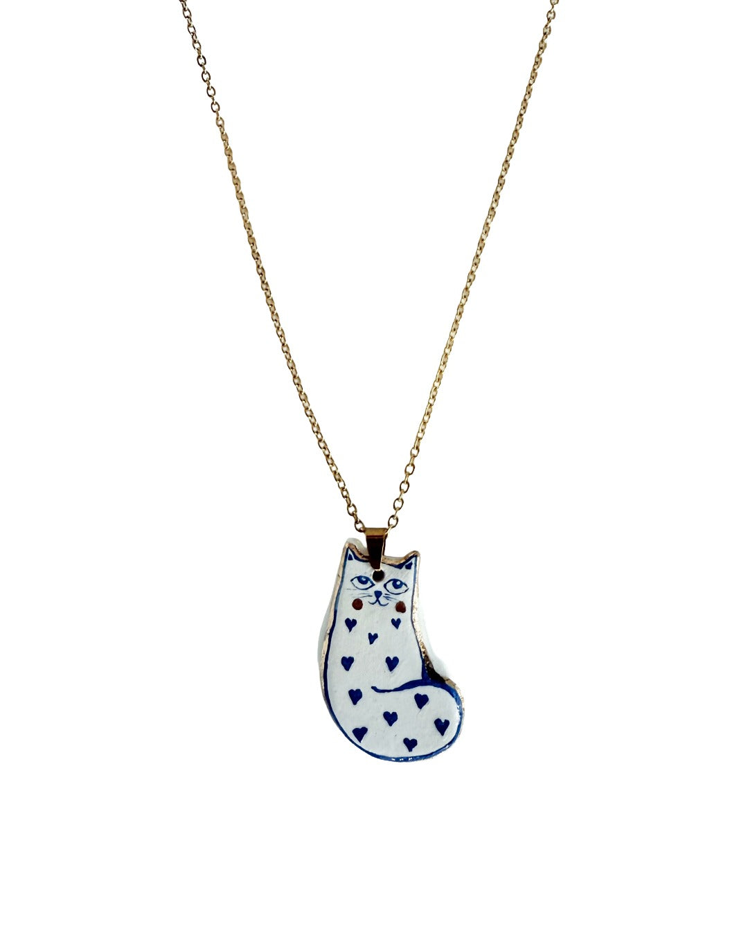 Heart Catpendant and venetian box chain necklace
