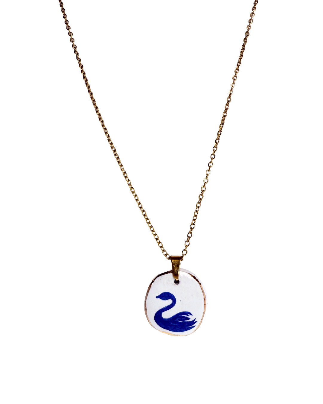 Swan pendant and venetian box chain necklace