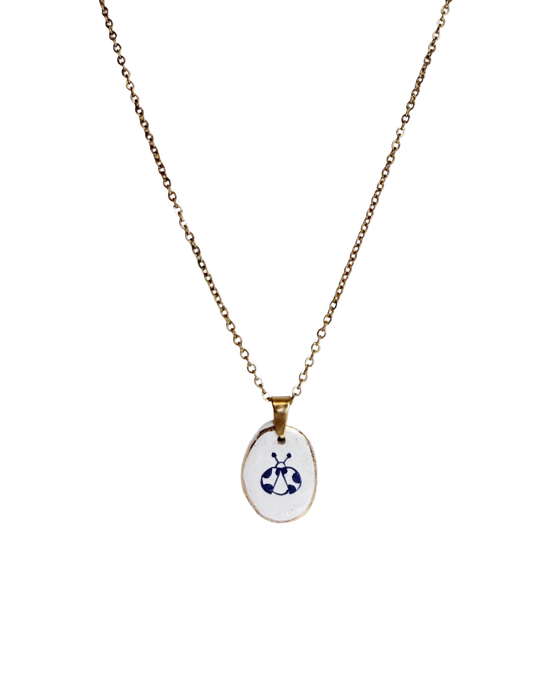 Ladybug pendant and venetian box chain necklace