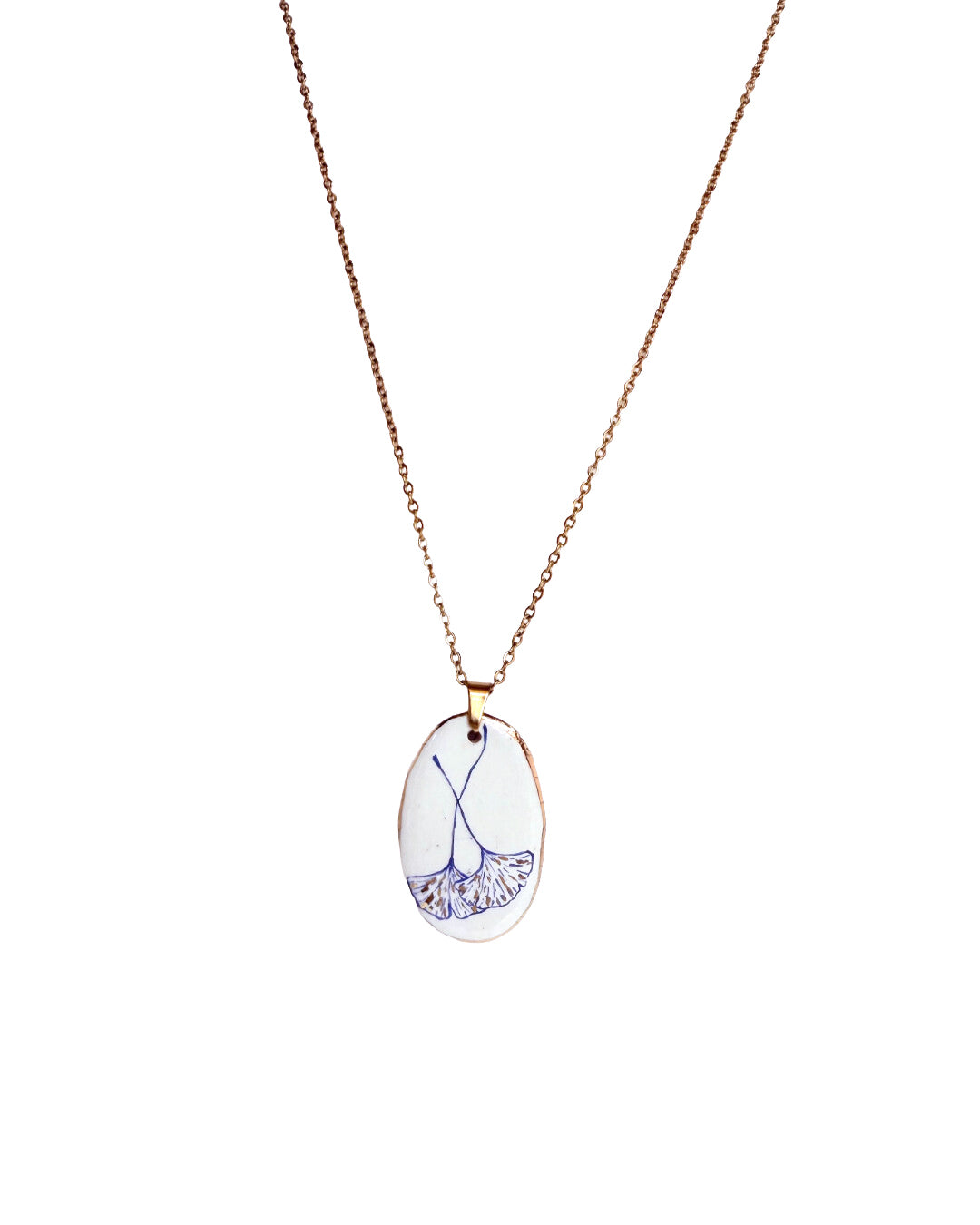 Ginkgo pendant and venetian box chain necklace
