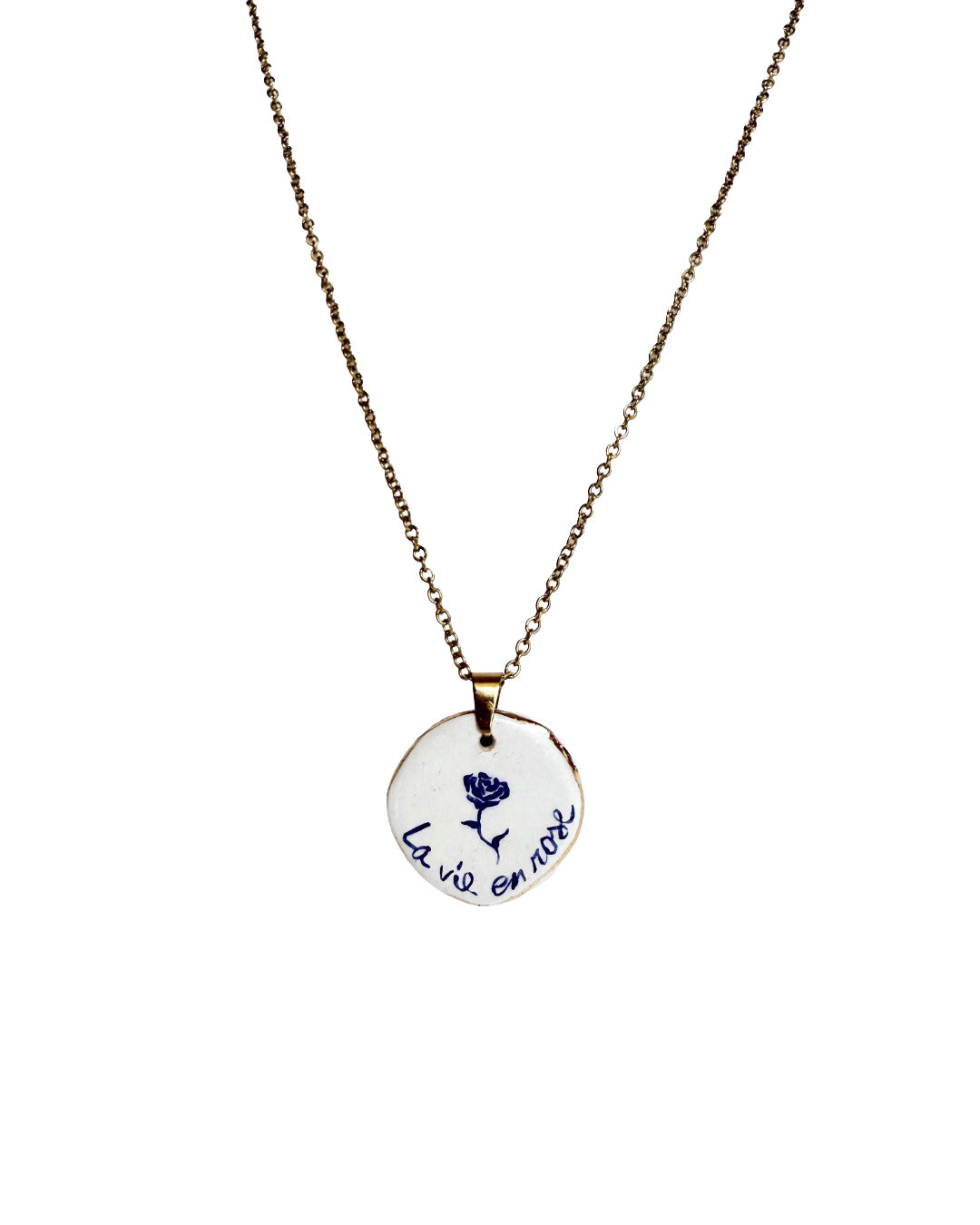 La vie en rose pendant and venetian box chain necklace