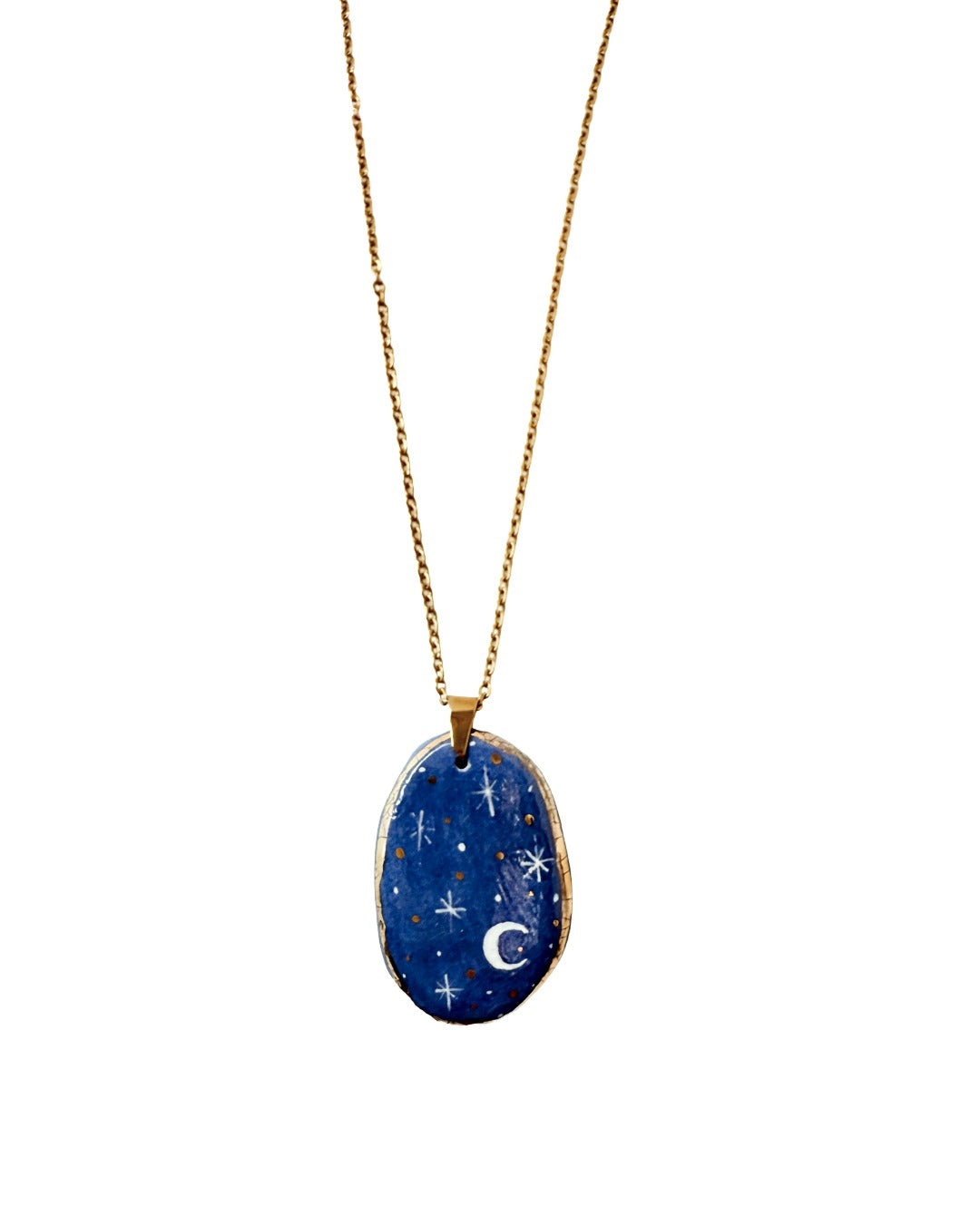 Starry night pendant and venetian box chain necklace
