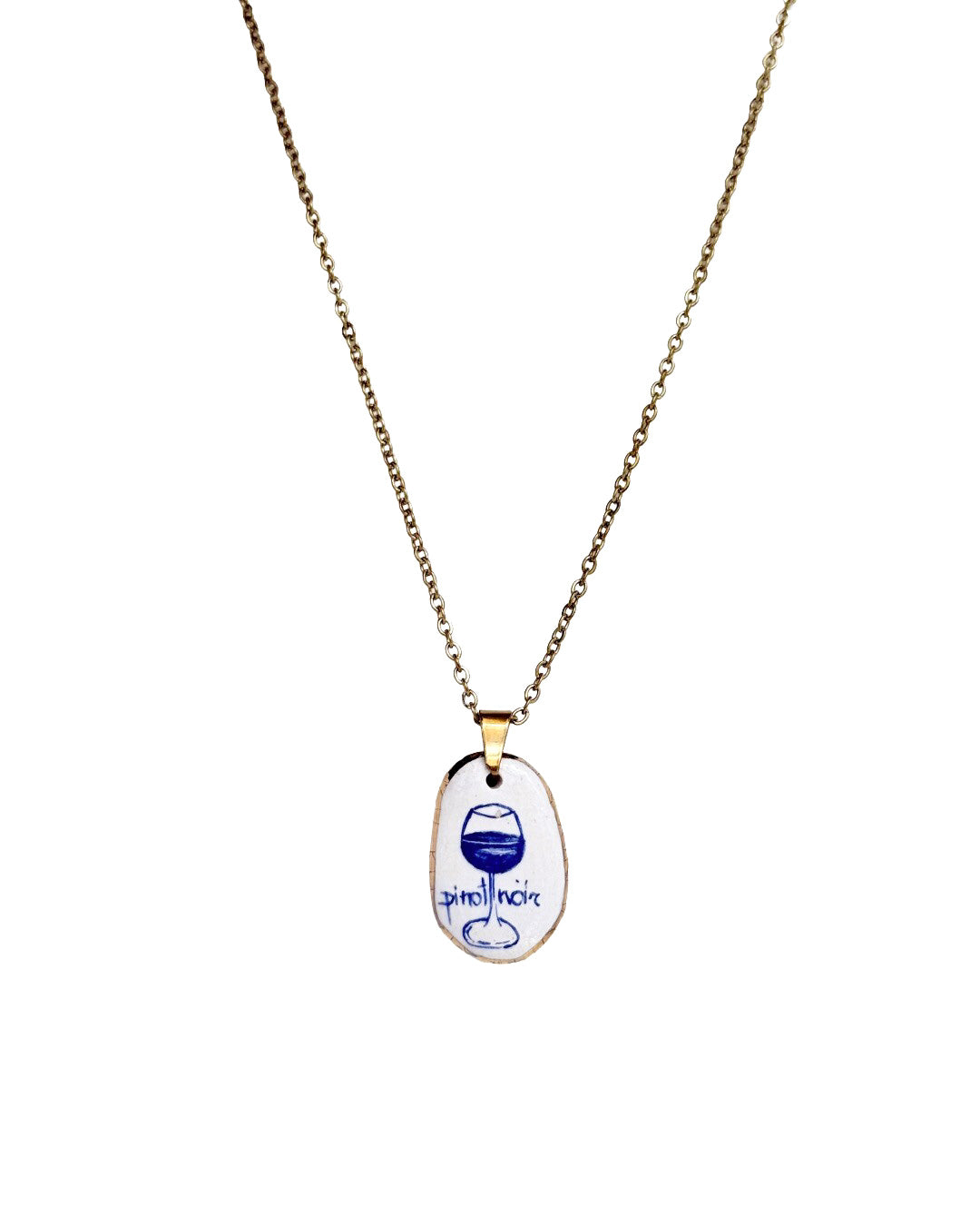 Pinot Noir pendant and venetian box chain necklace