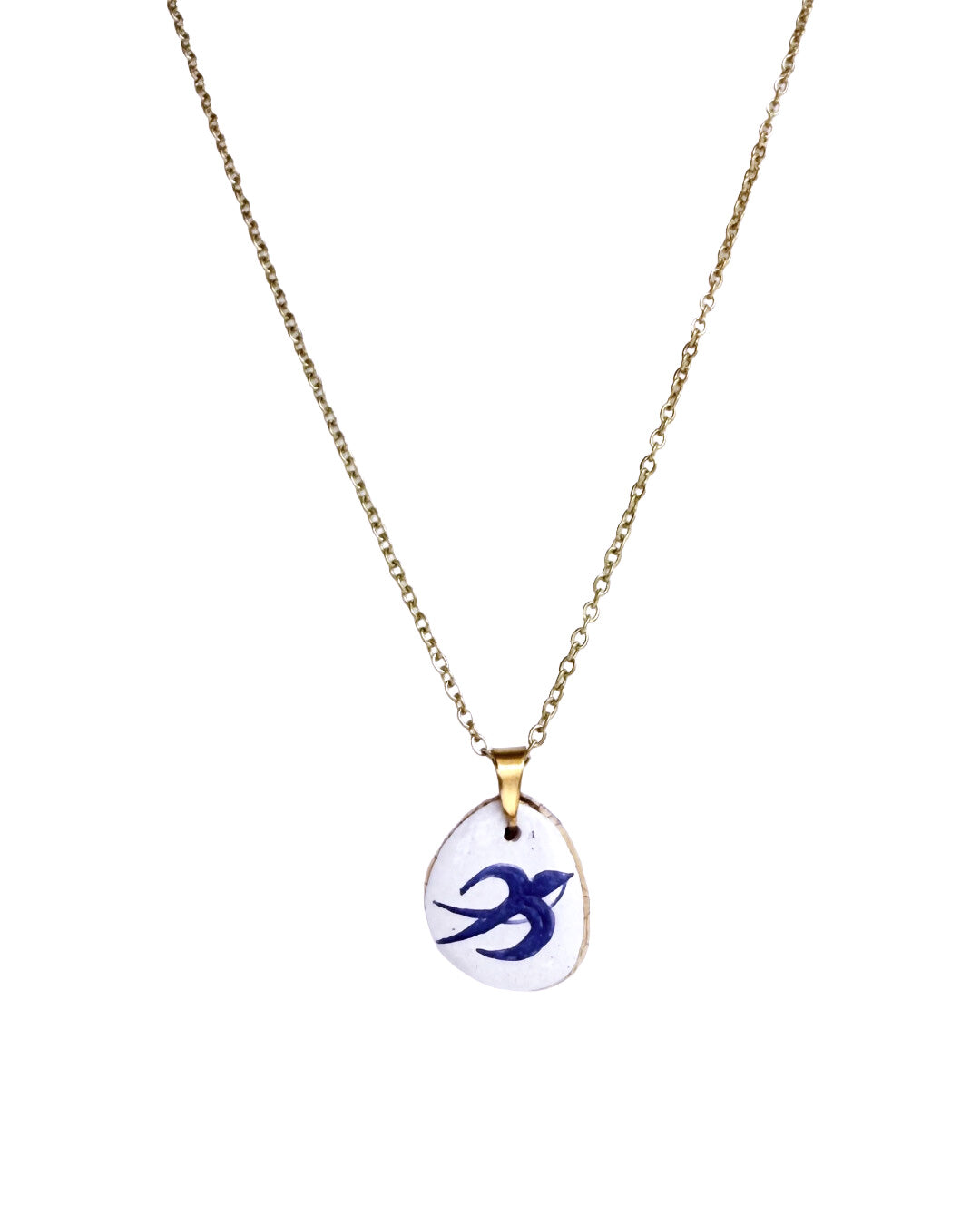 Swallow pendant and venetian box chain necklace