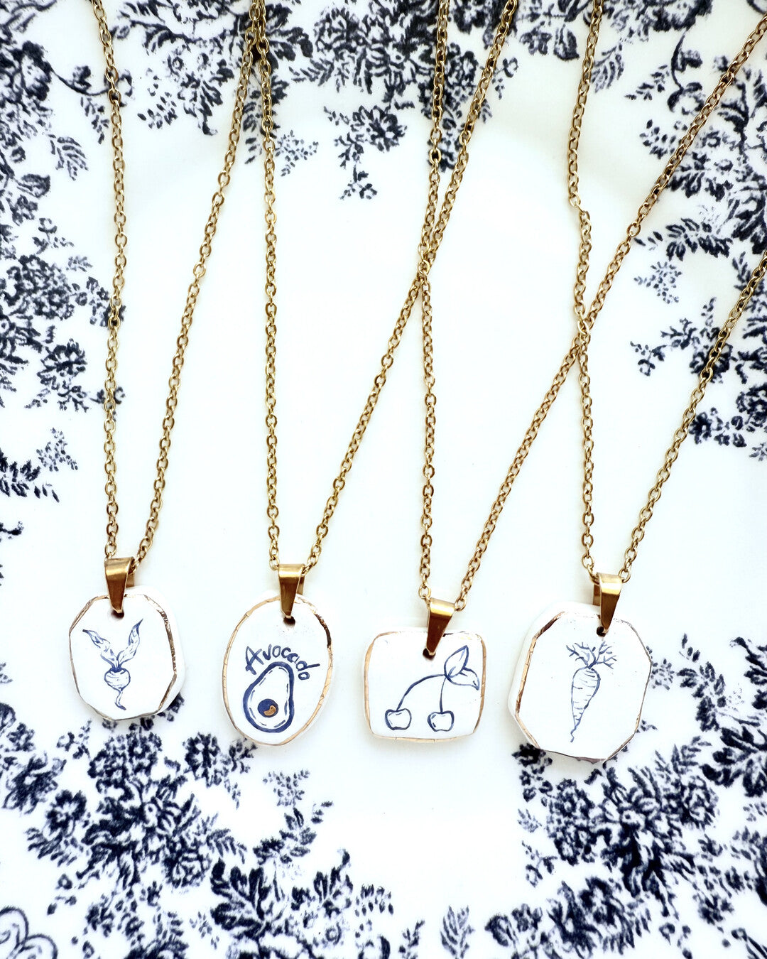 Cherries pendant and venetian box chain necklace