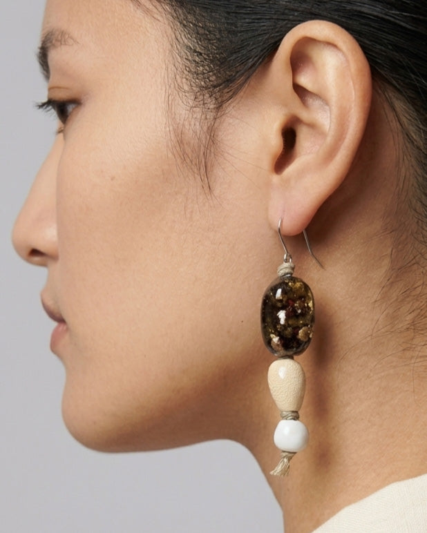 Artisan Ceramic Drop Earrings – Ancient Seeds