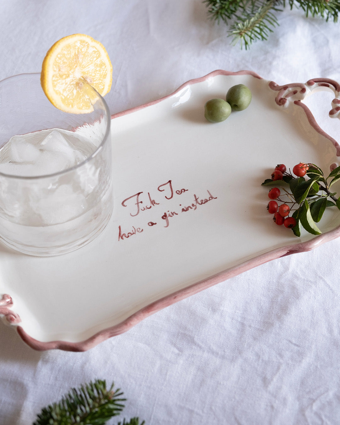 "Fuck Tea, have a gin instead" tray
