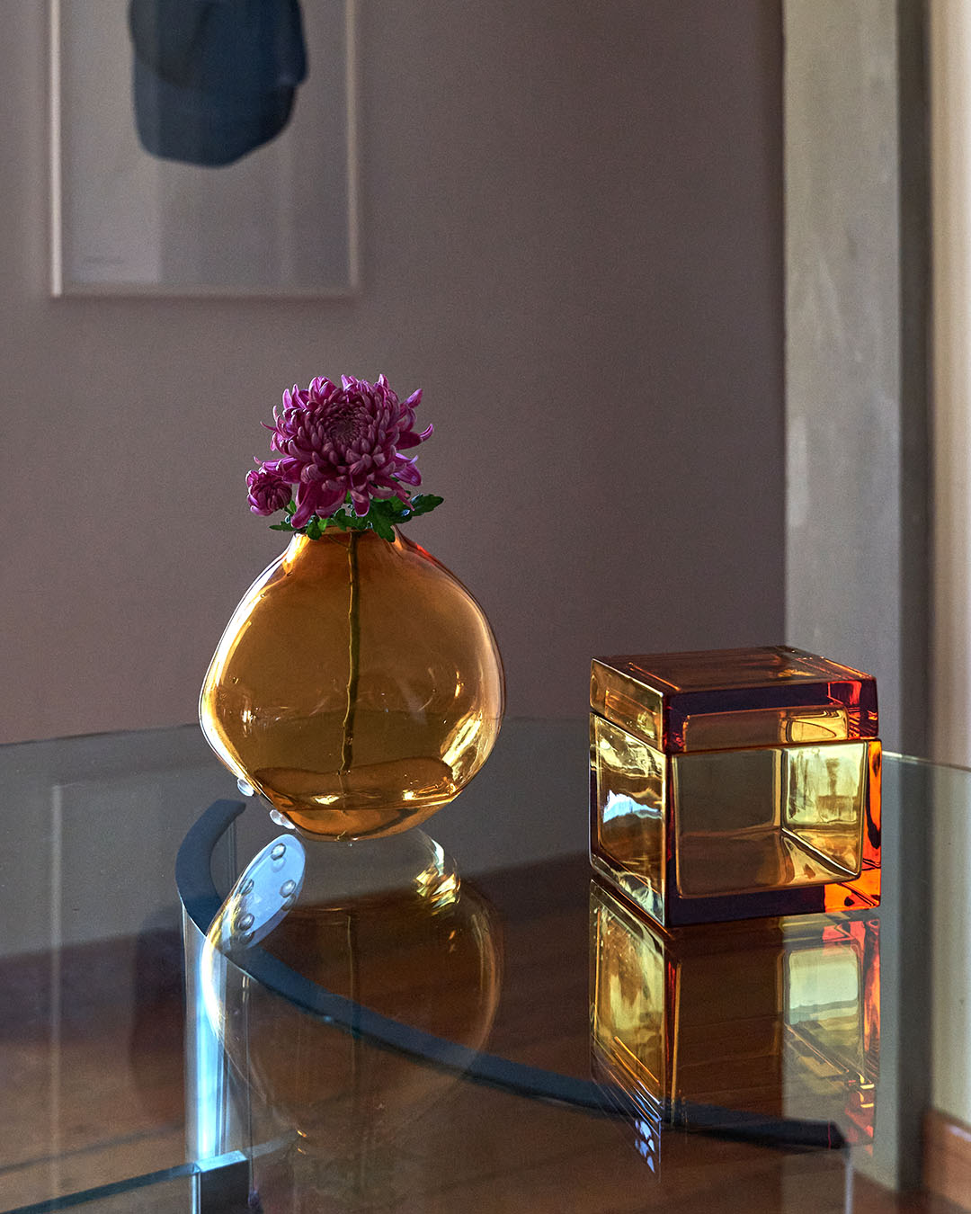 NUVOLA Amber Crystal Glass Vase
