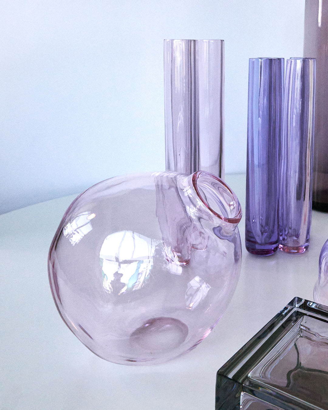 Vase en verre cristal rose NUVOLA