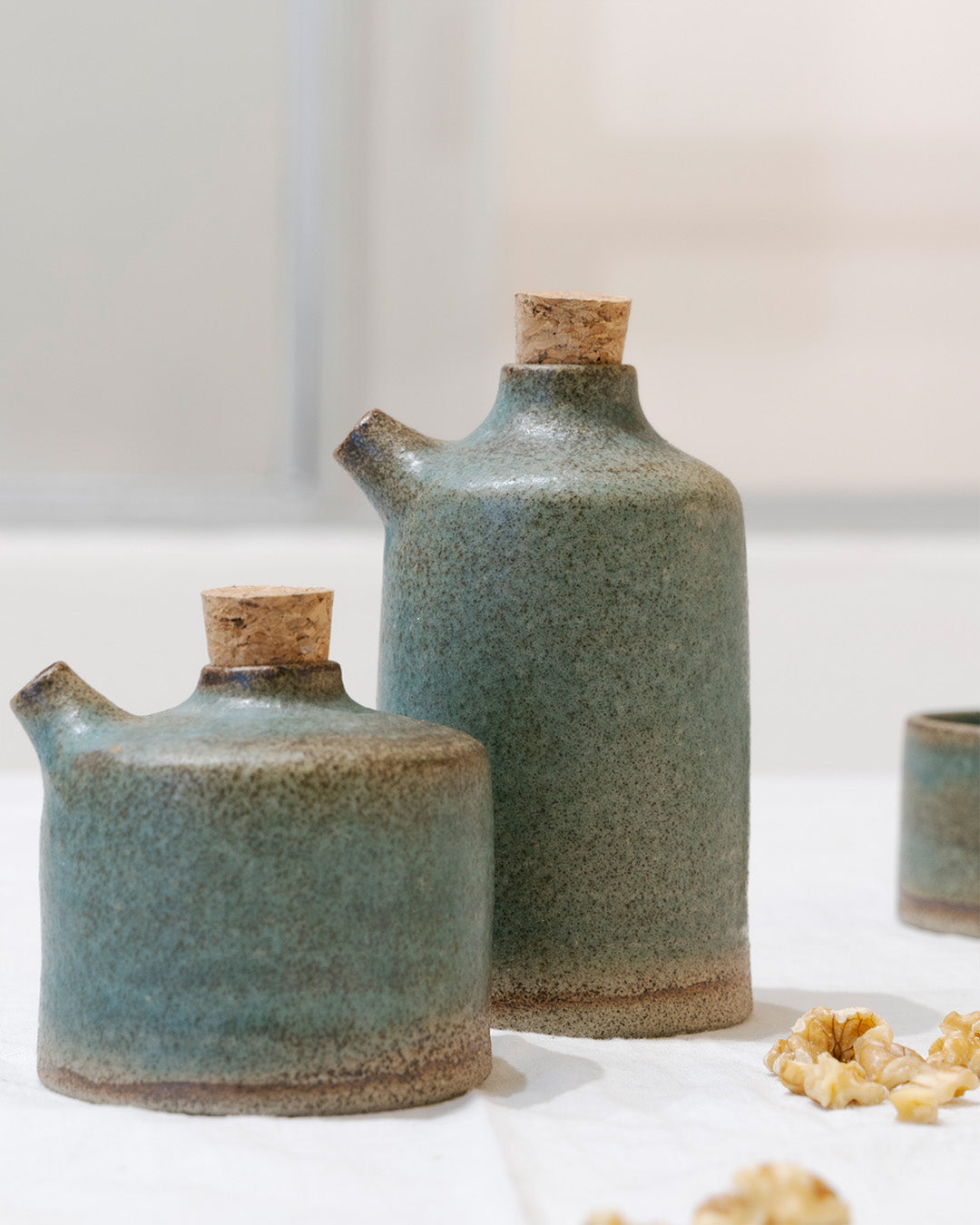 Ceramic handcrafted oil and vinegar  pinzimonio cruets
