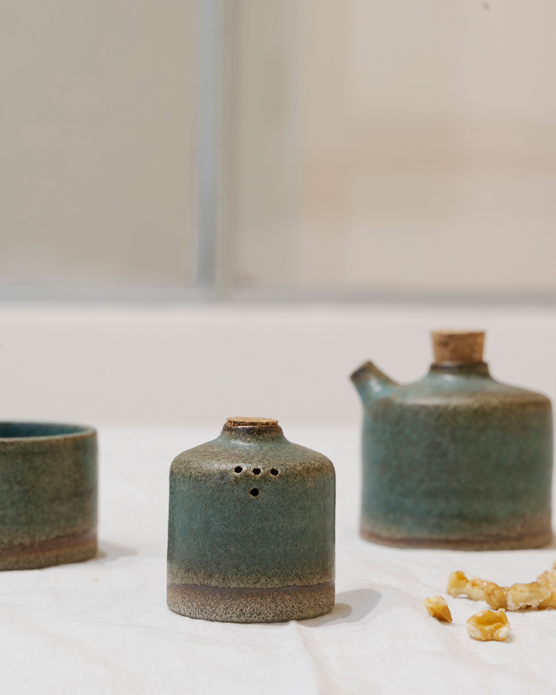  Ceramic handcrafted salt and pepper cruets