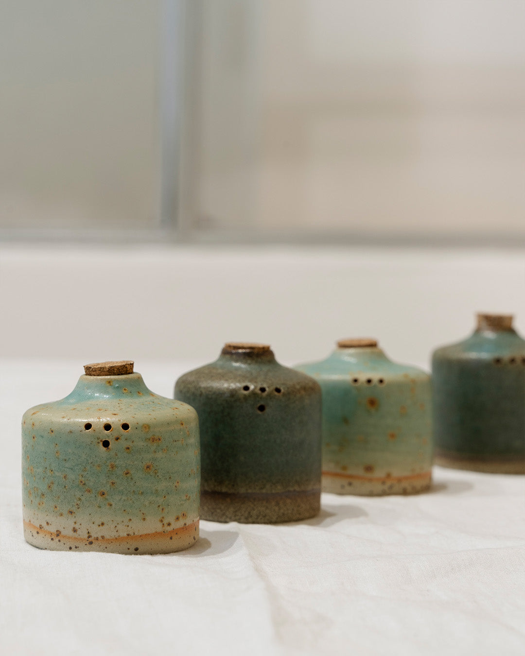 Ceramic handcrafted salt and pepper cruets