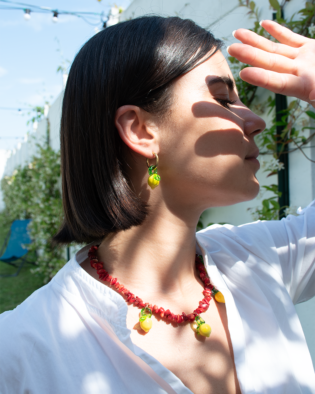 Handmade recycled glass earrings - lemon earrings -Suplais