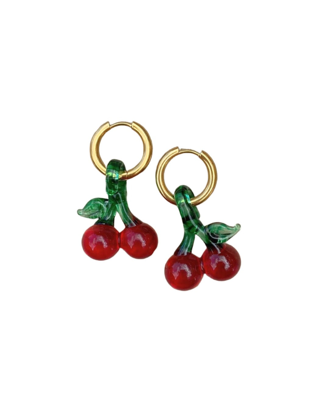Handmade recycled glass earrings - cherry earrings - Suplais