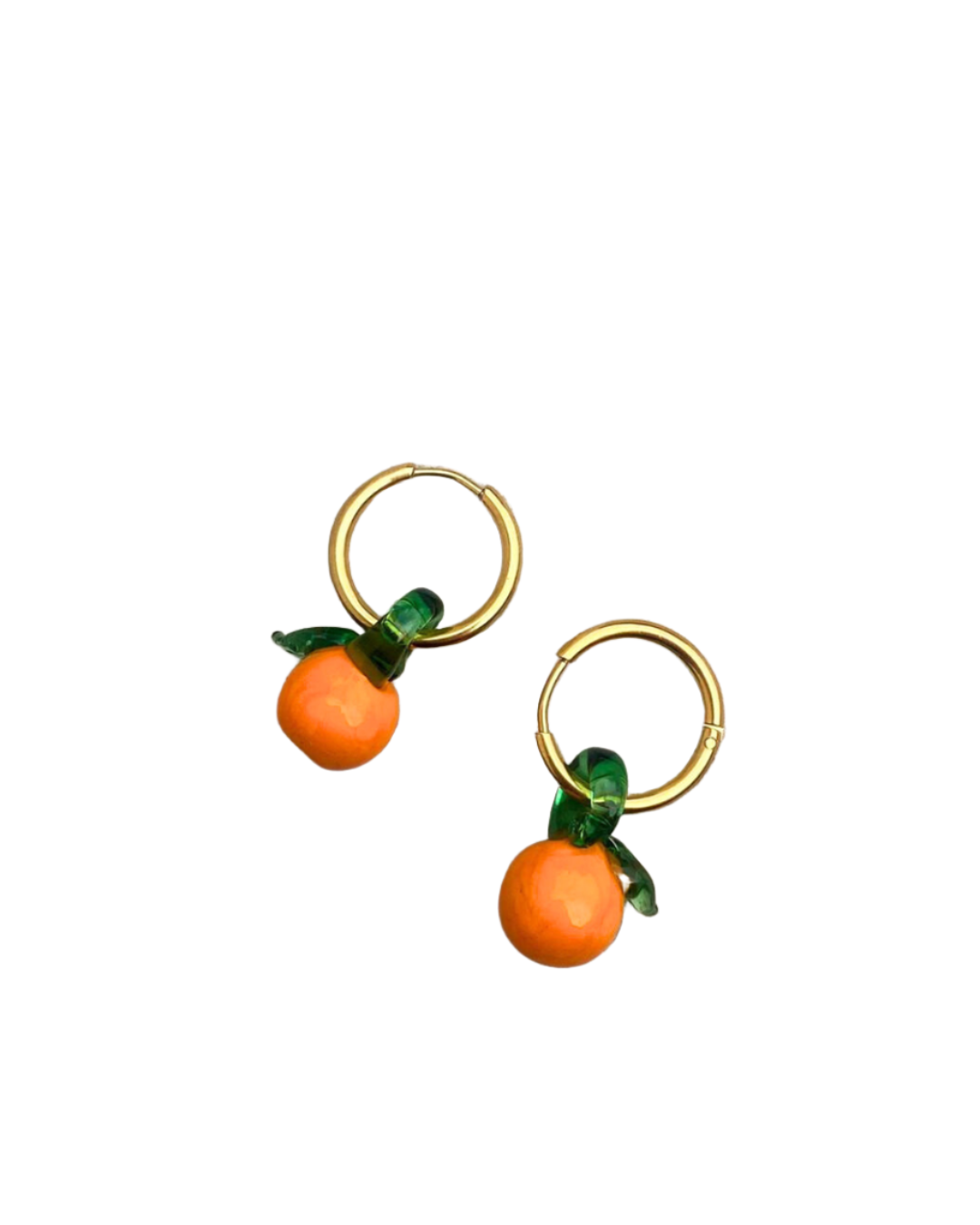 Handmade recycled glass earrings - orange earrings -Suplais