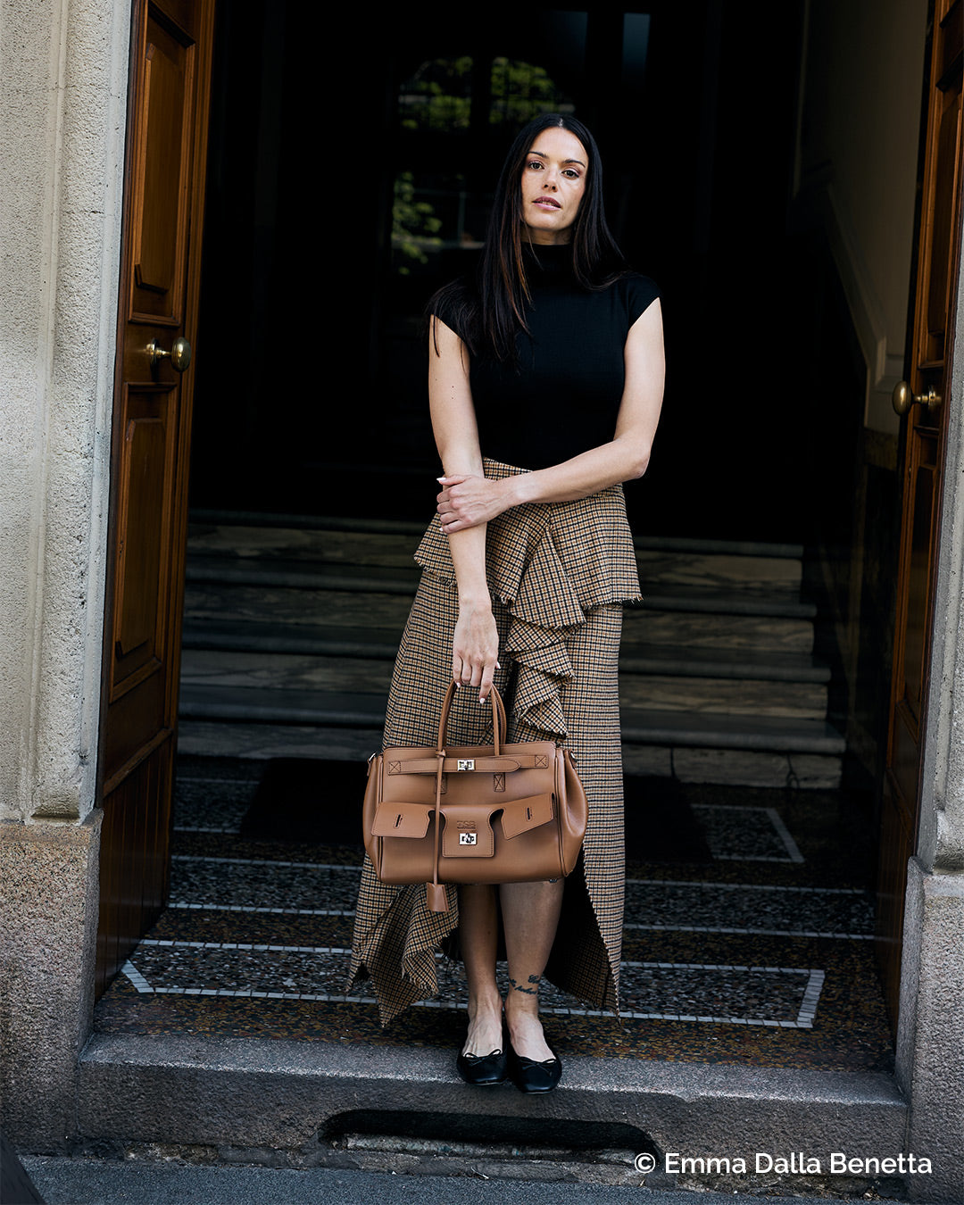 Amelie Structured Leather Bag - Caramel