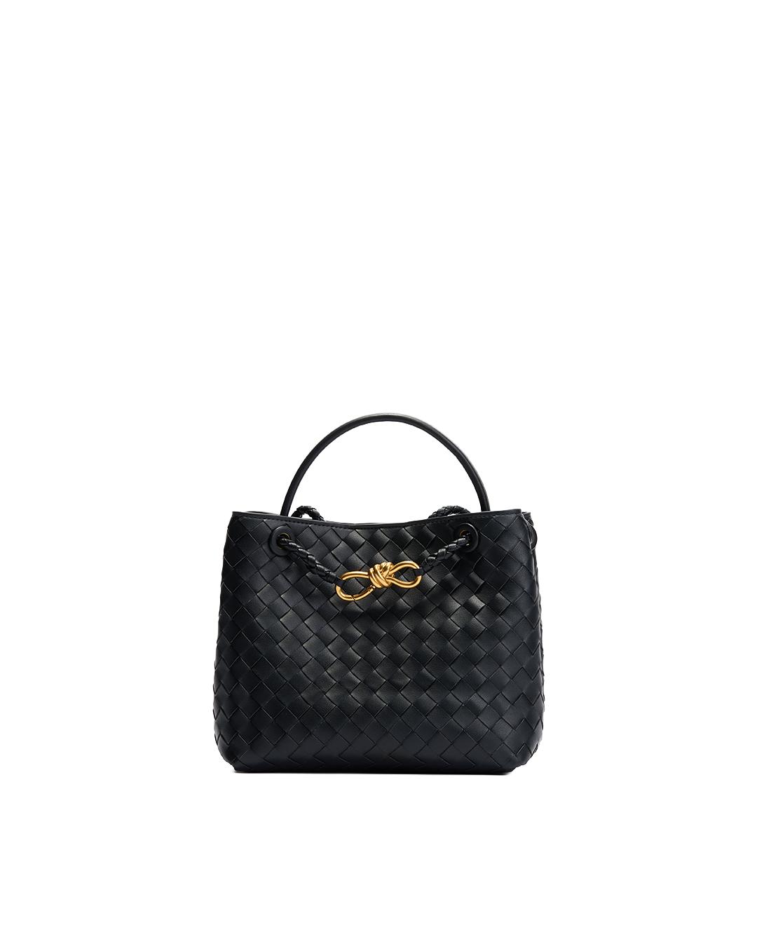 Etolie Woven Leather Small Bag - Black