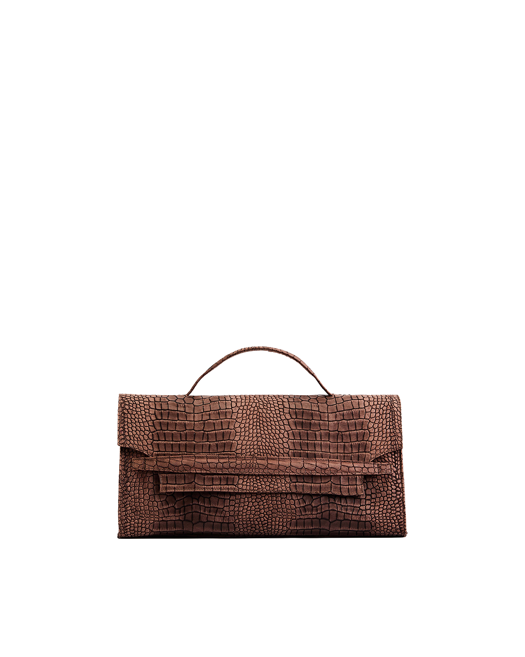 Madaline Crocodile Print Leather Bag - Habana