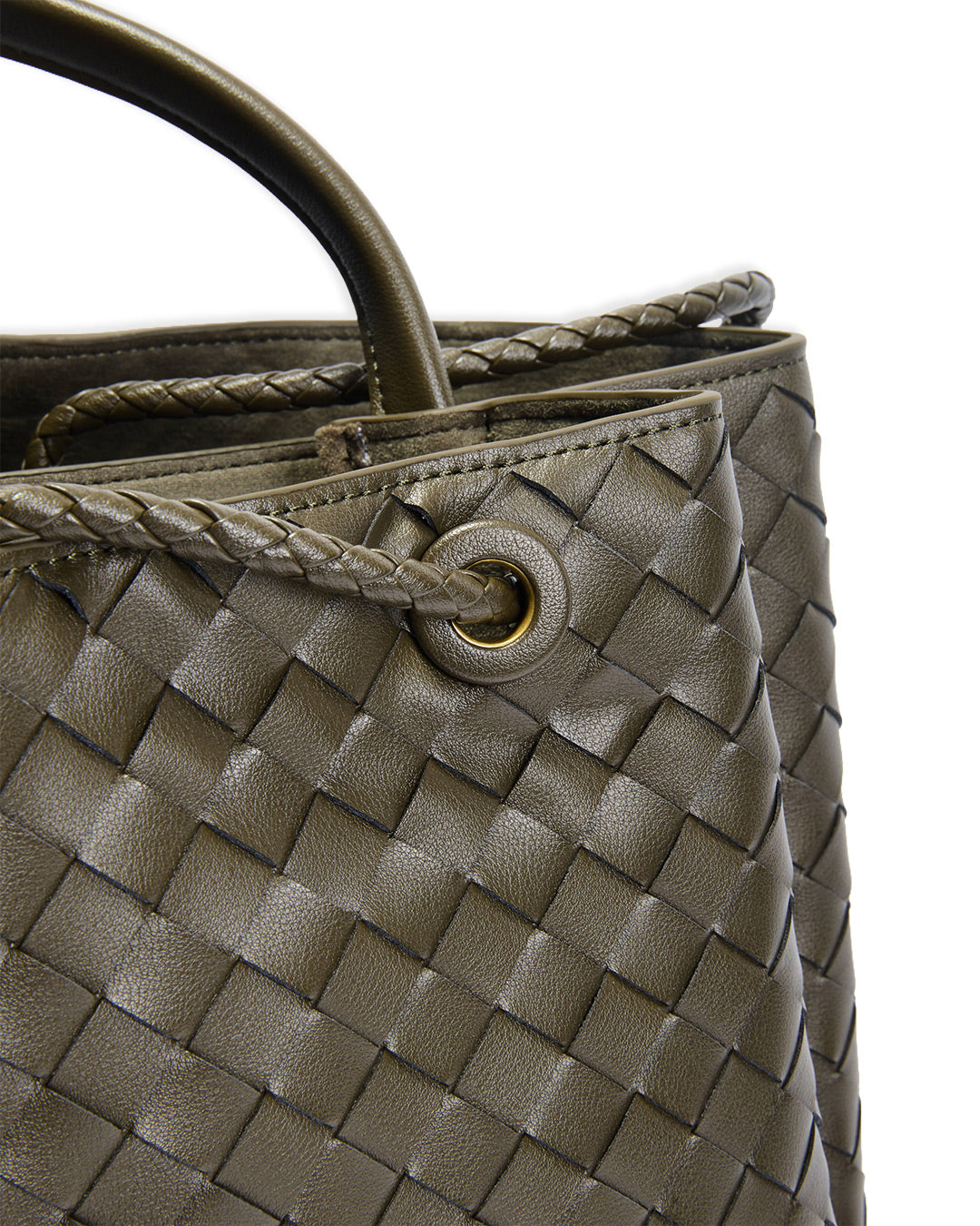 Margaux Woven Leather Bag - Olive