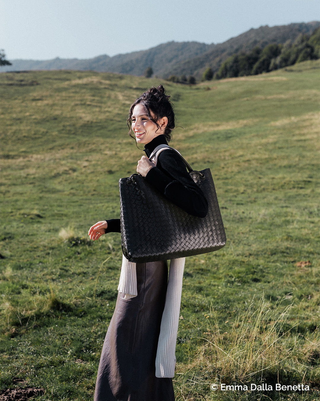 Margaux Woven Leather Bag - Olive