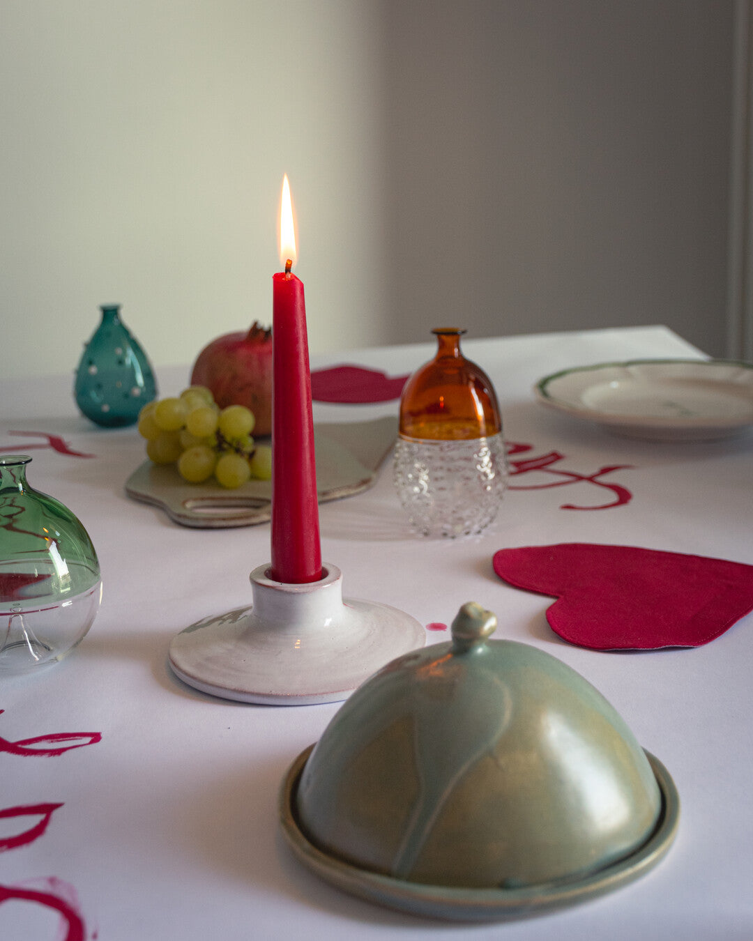 Round Butter Dish and Knife