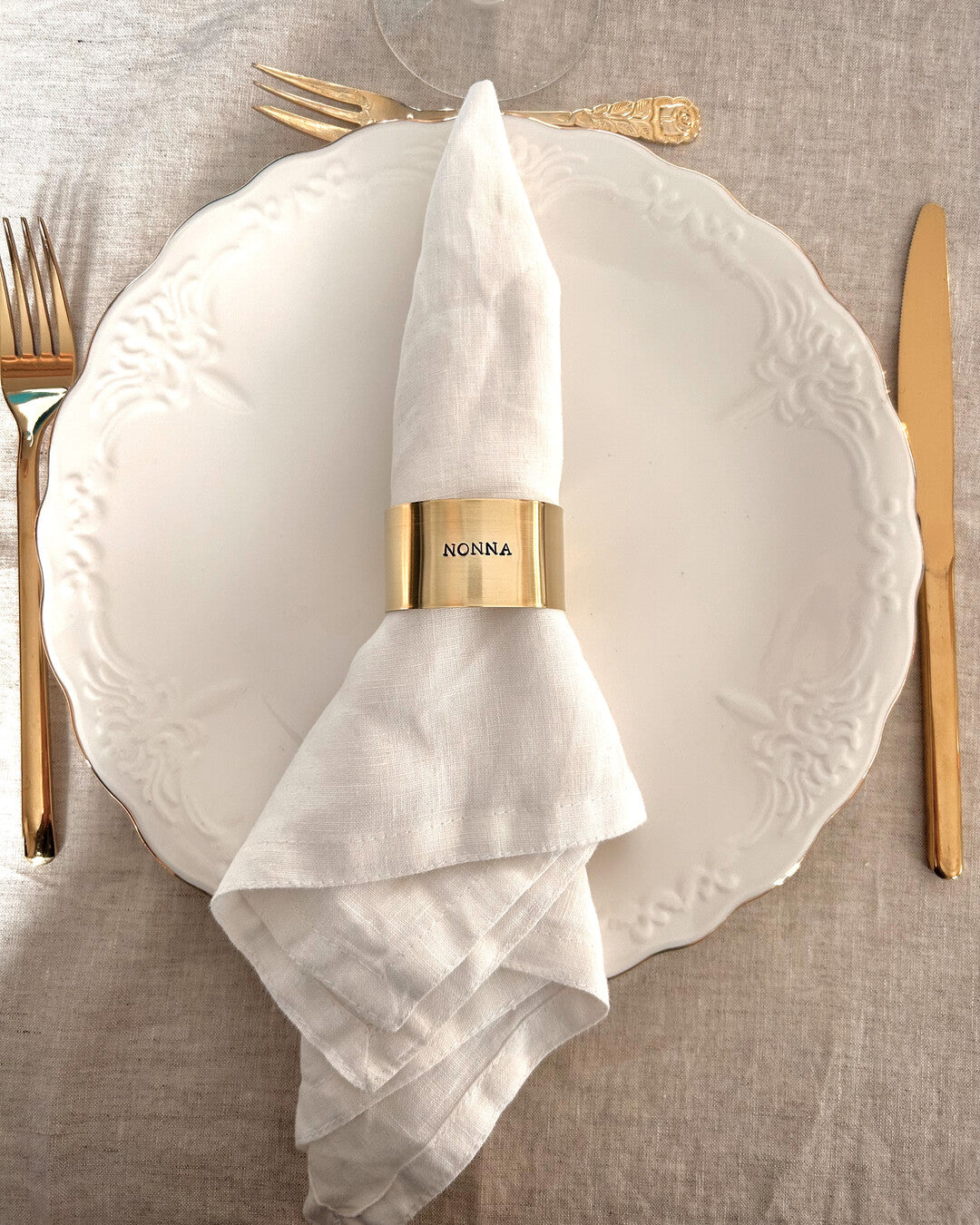 Custom engraved brass napkin ring
