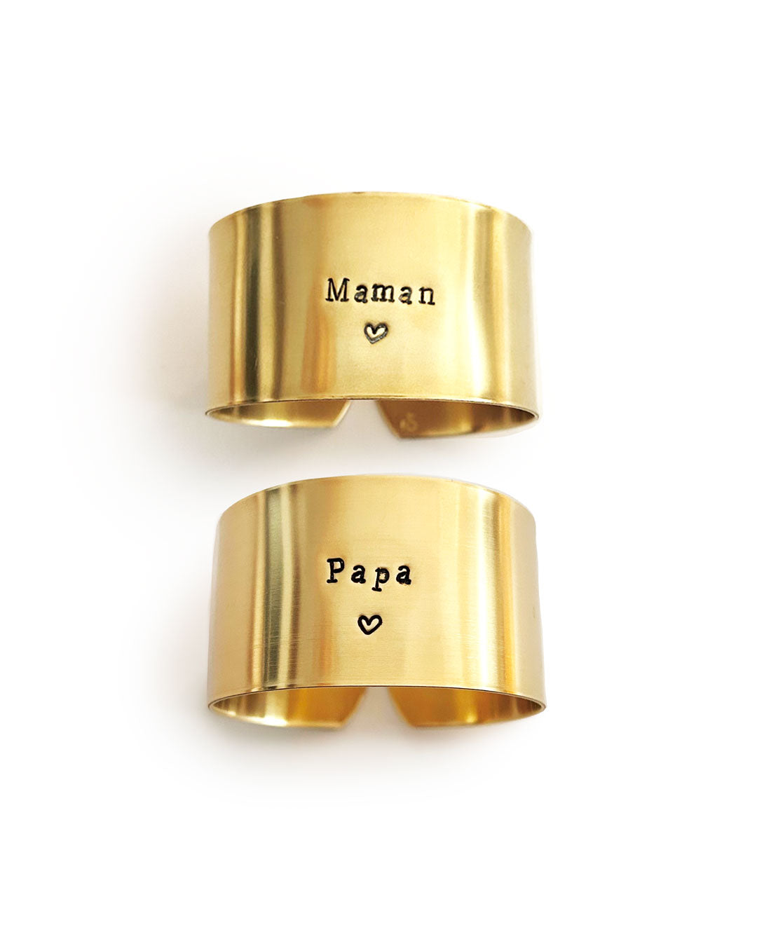 Maman & Papa | Engraved brass napkin ring bundle