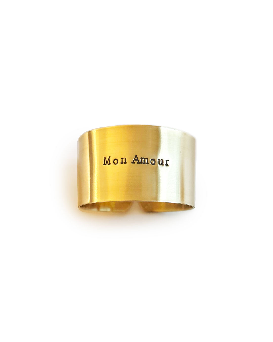 "Mon Amour" - Engraved brass napkin ring