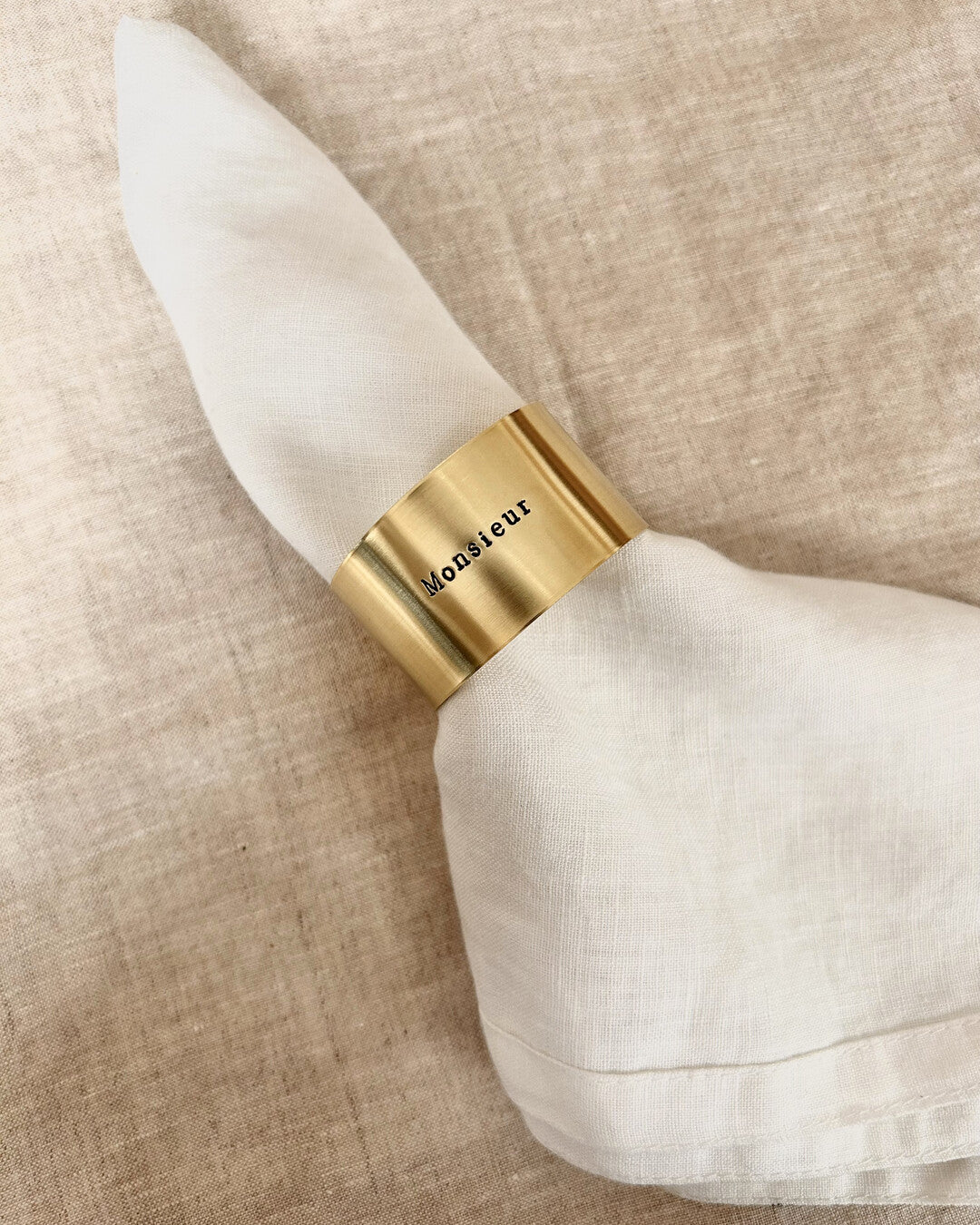 The Couple | Engraved brass napkin ring bundle