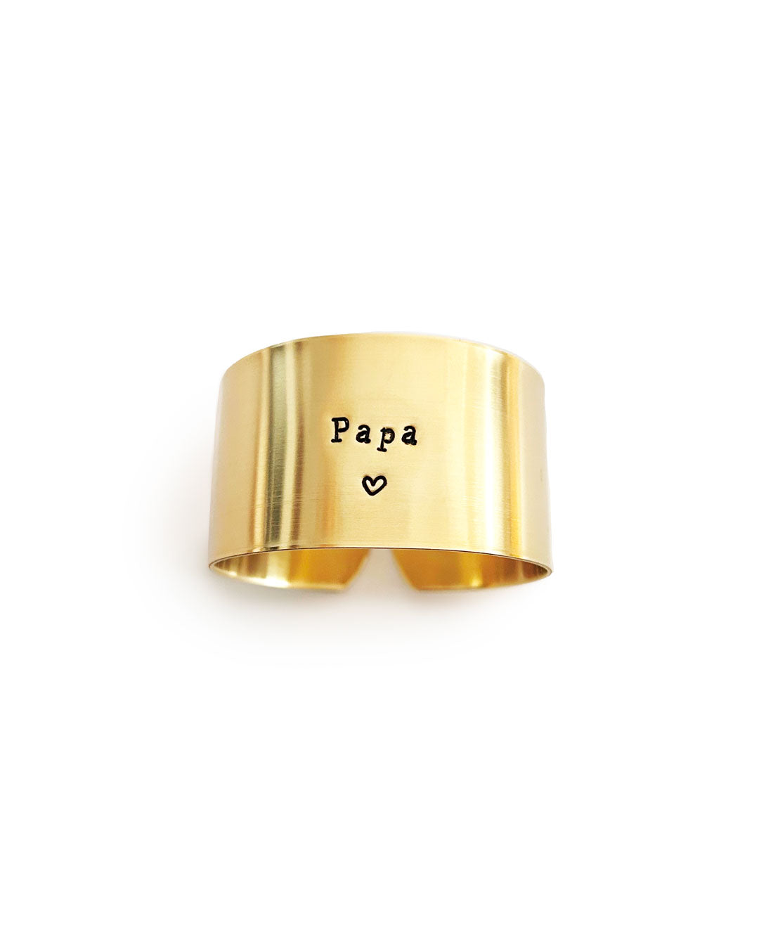 "Papa" - Engraved brass napkin ring with heart symbol