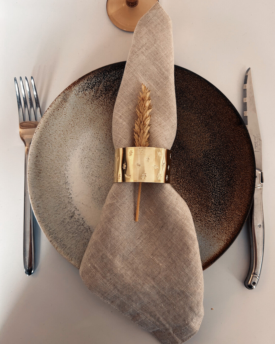 Eucalyptus - Engraved brass napkin ring