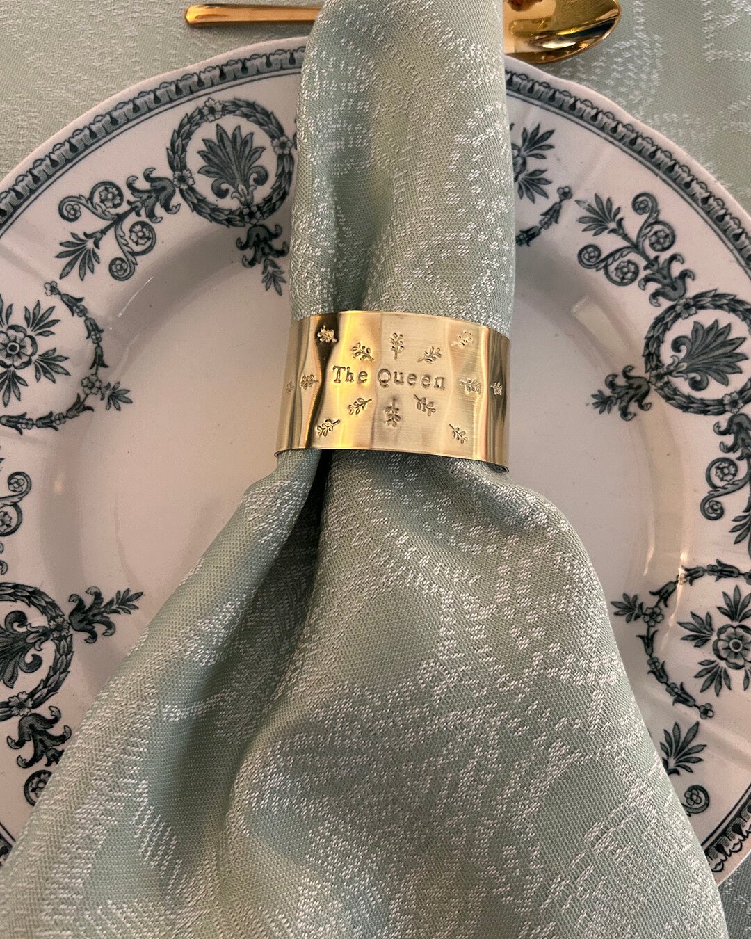 King & Queen | Engraved brass napkin ring bundle