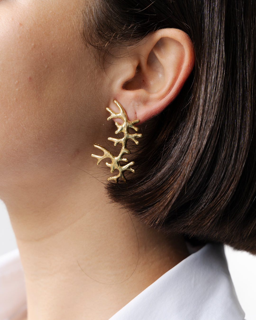 handmade bronze coral earrings