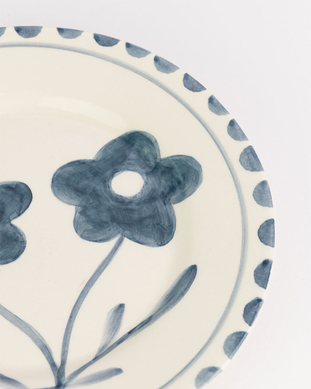 Blue flowers dessert plate ceramics hand-painted pottery Valsa Home
