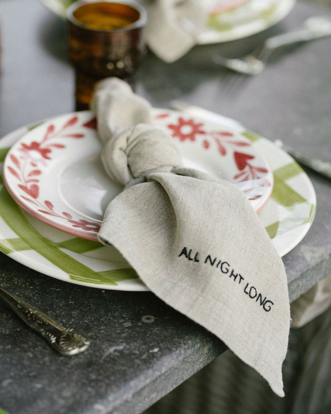 Hand embroidered linen napkin Valsa Home