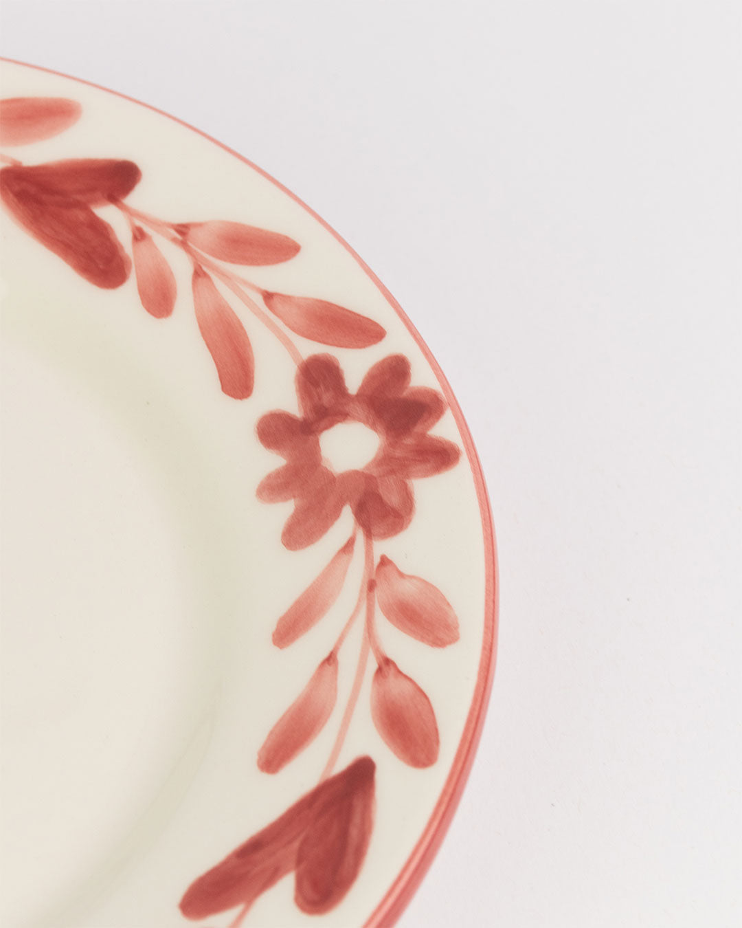 Red flowers dessert plate ceramics hand-painted pottery Valsa Home
