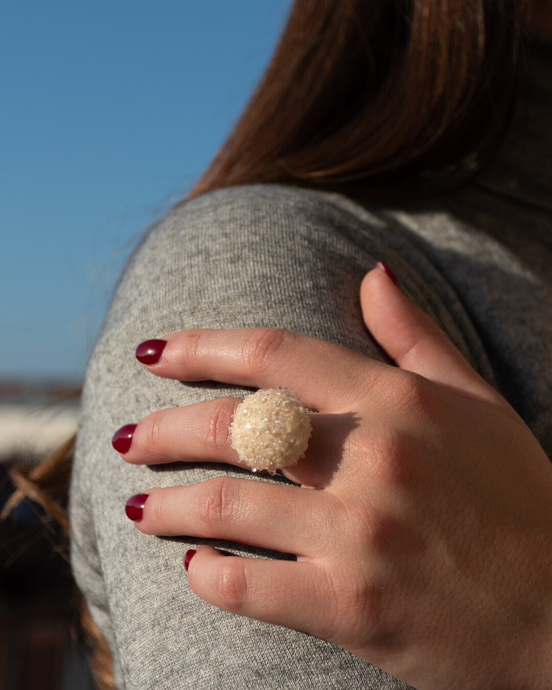 Ivory Jellyfish Glass Ring