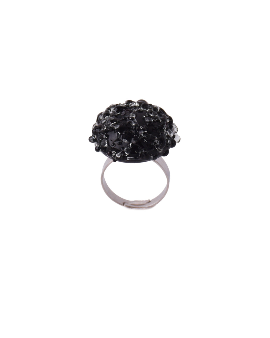 Midnight Black Jellyfish Glass Ring