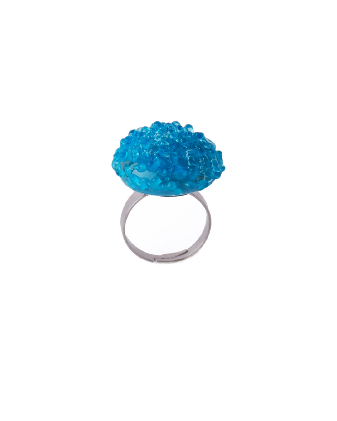 Light Blue Jellyfish Glass Ring