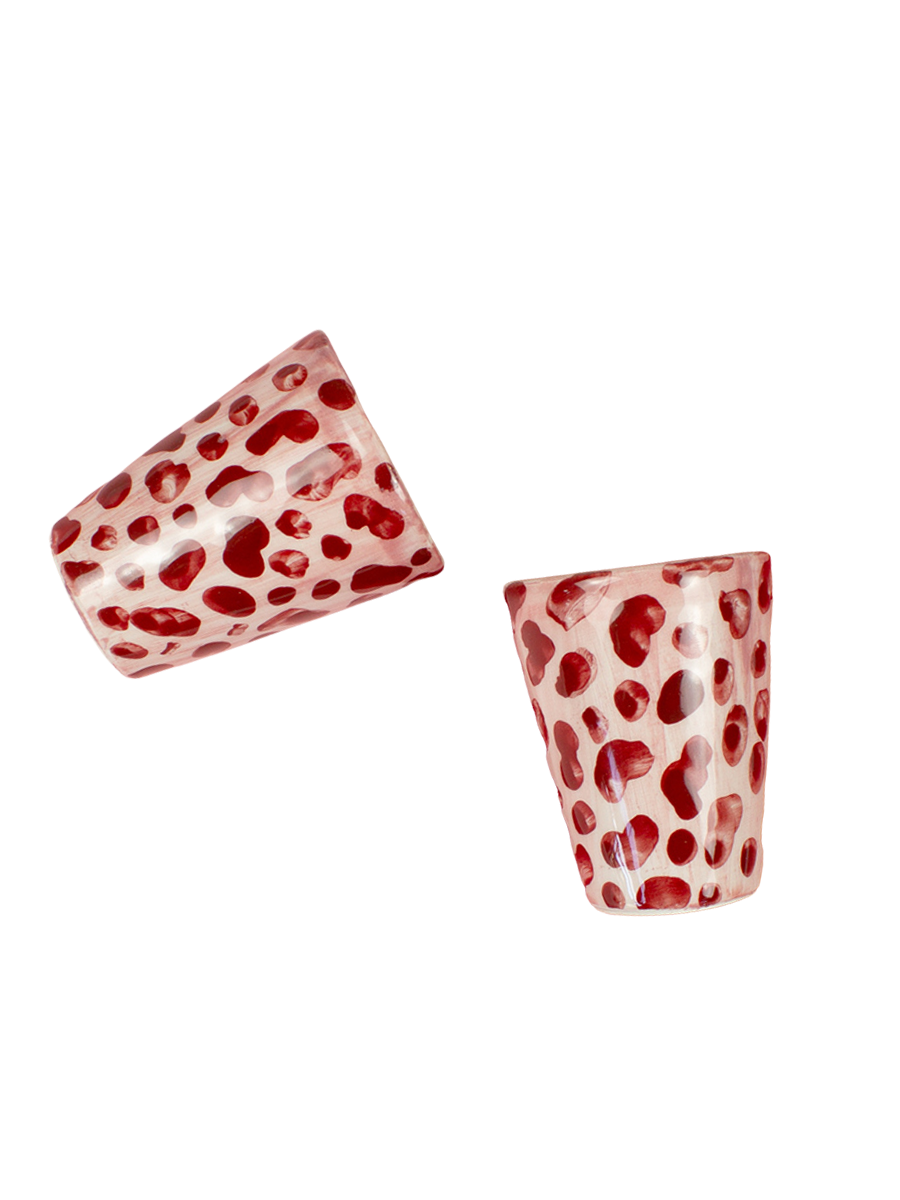 "Pink Spots" Shot Glasses - Set of 2