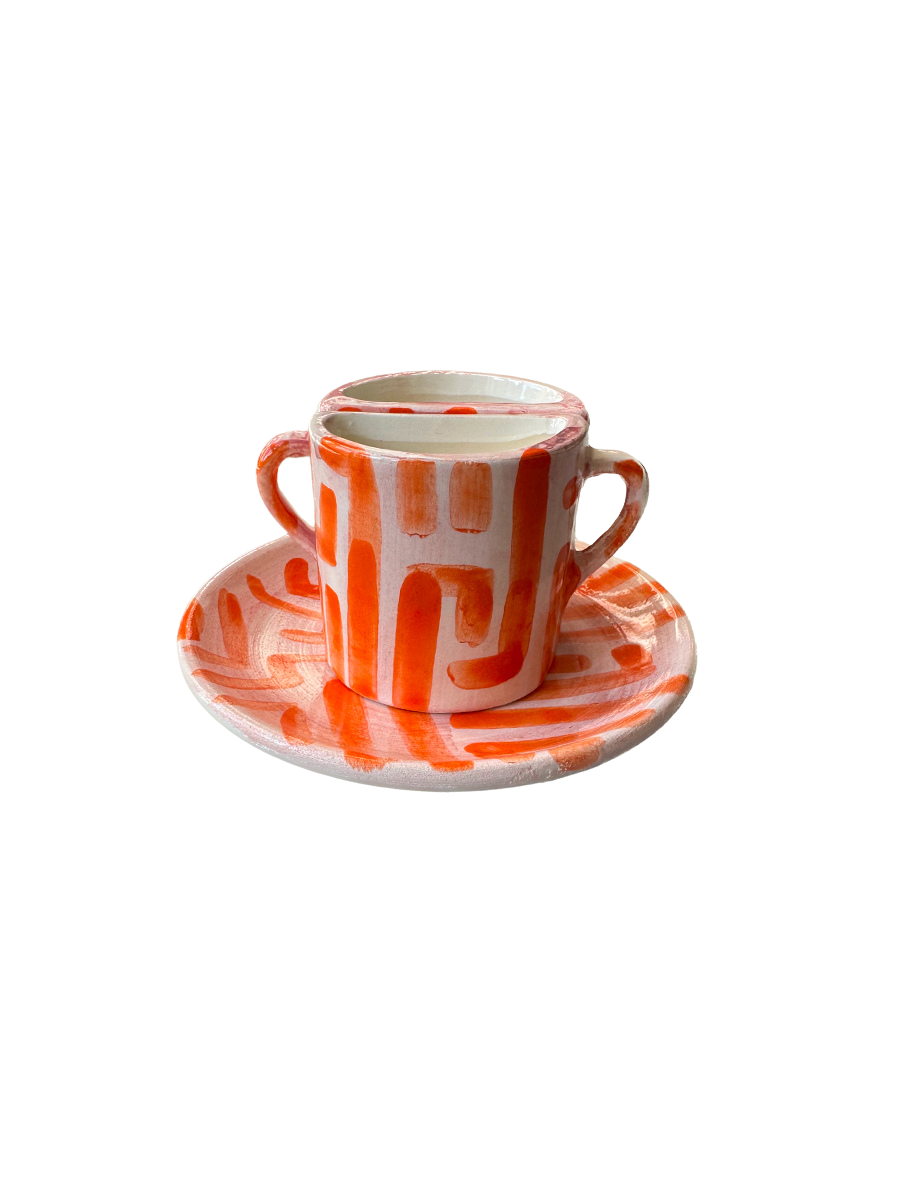 Tete a tete Coffee Cup Set - Pink and Orange