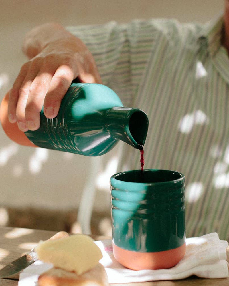 Glazed clay bottle