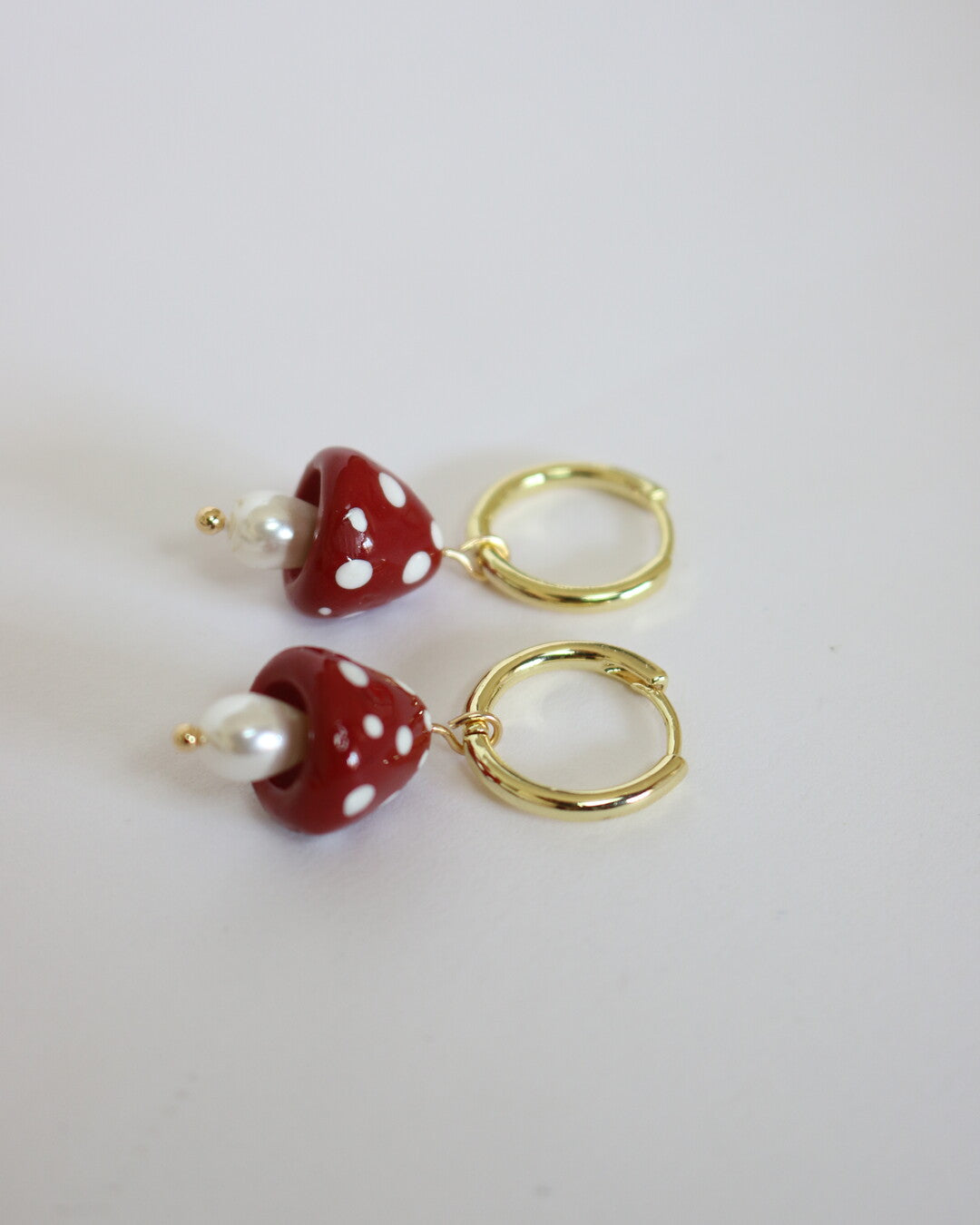 Red Mushroom Hoop Earrings