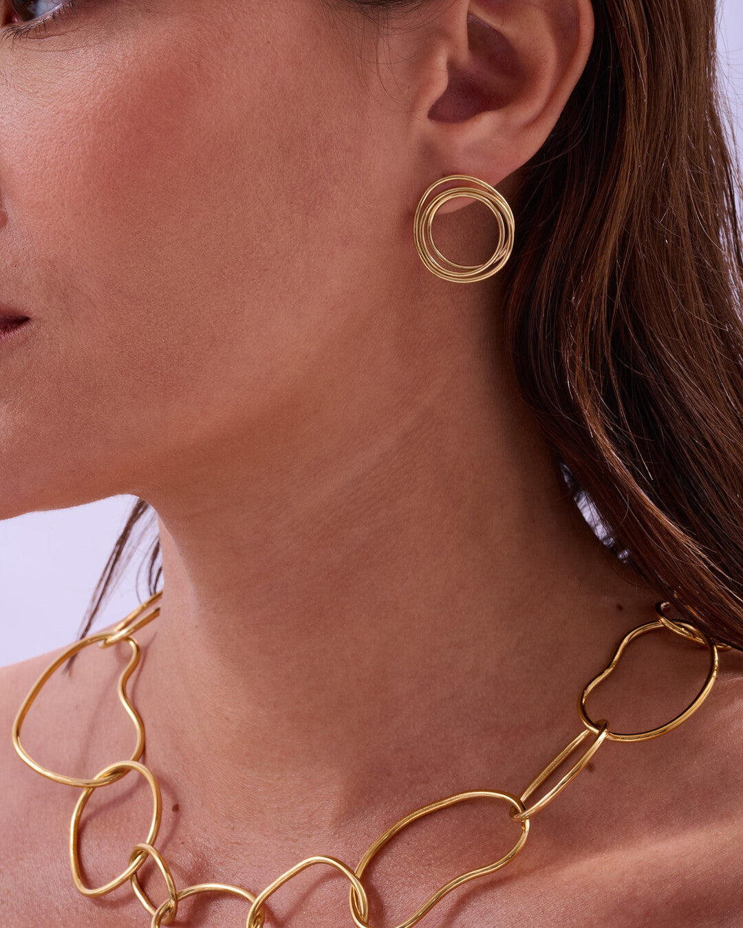 Handmade gold plated brass earrings - AtelierJOA