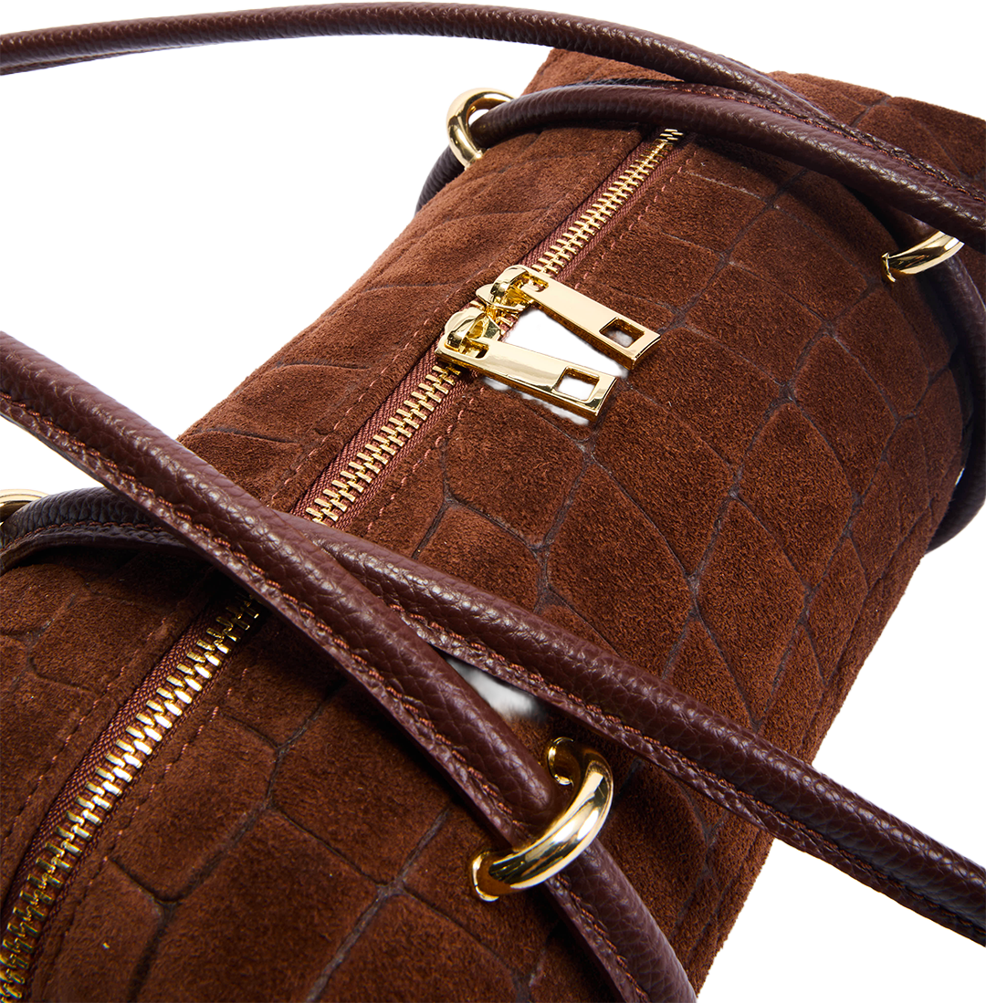 Bella Suede Mini Bag - Chocolate Brown