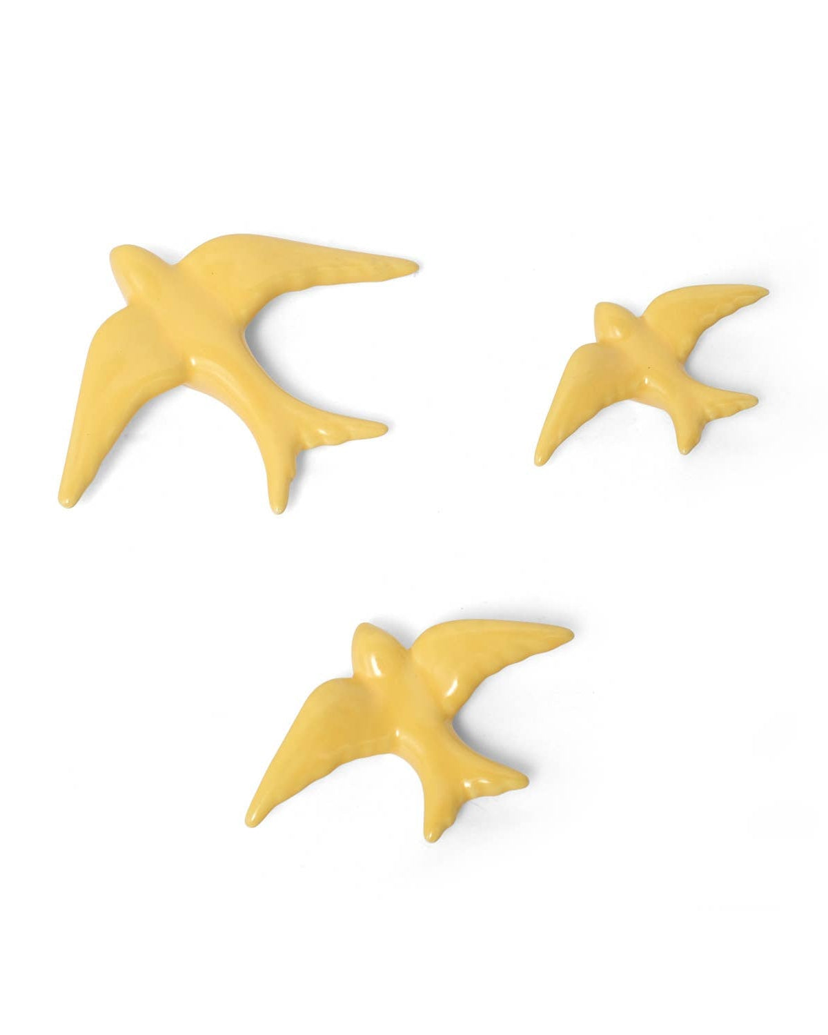 Glazed ceramic swallows (set of 3)