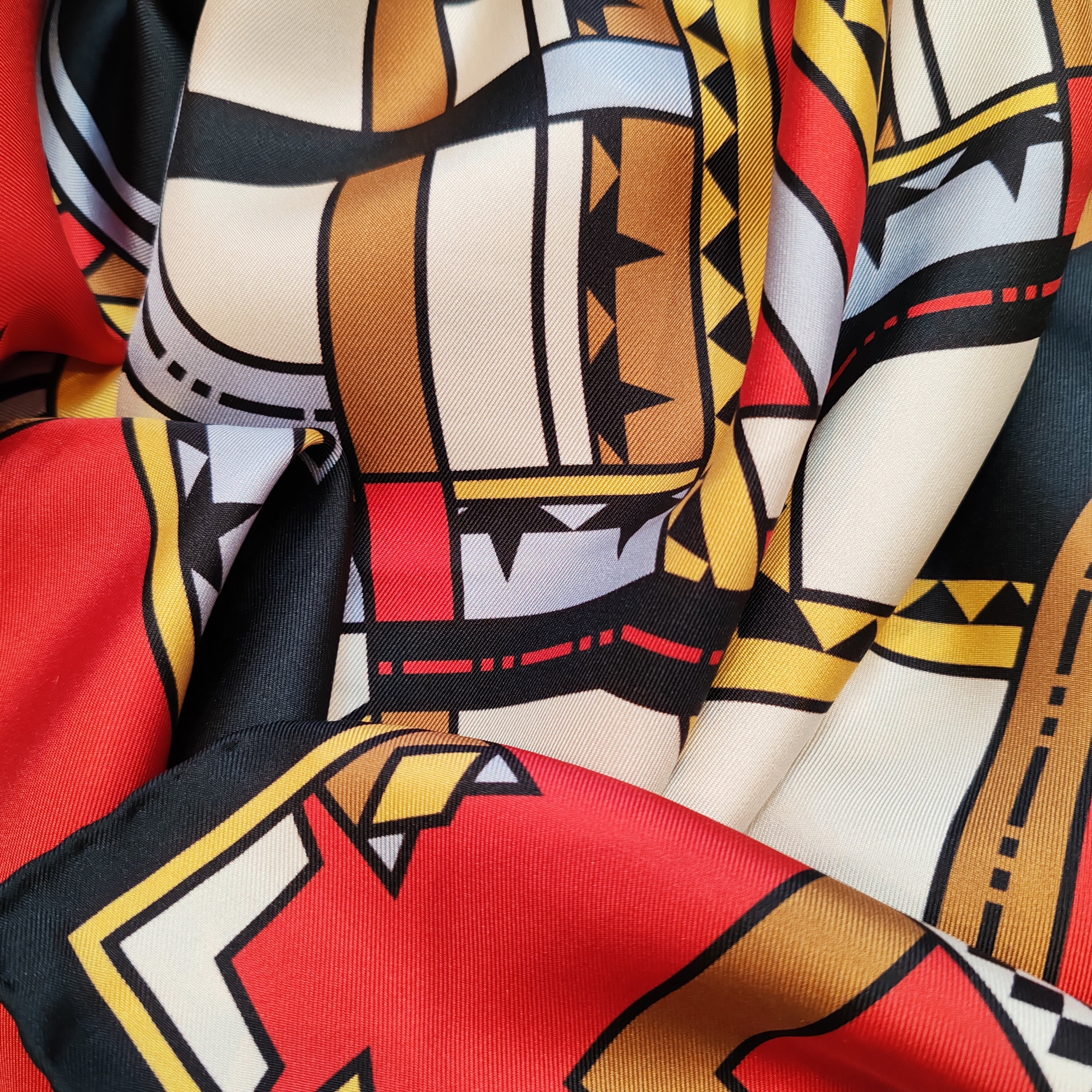 zoom rosso oro foulard in seta