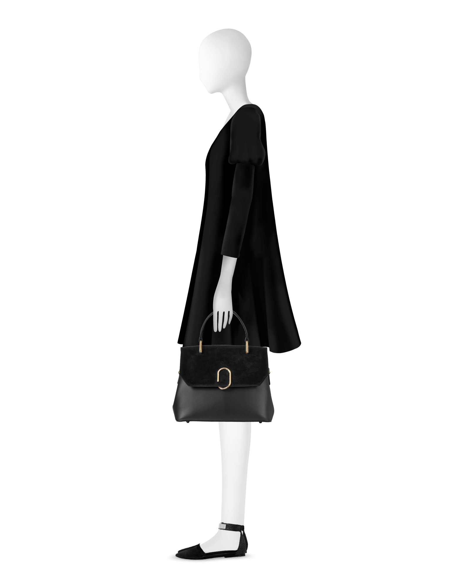 Thais Suede and Leather Satchel Bag