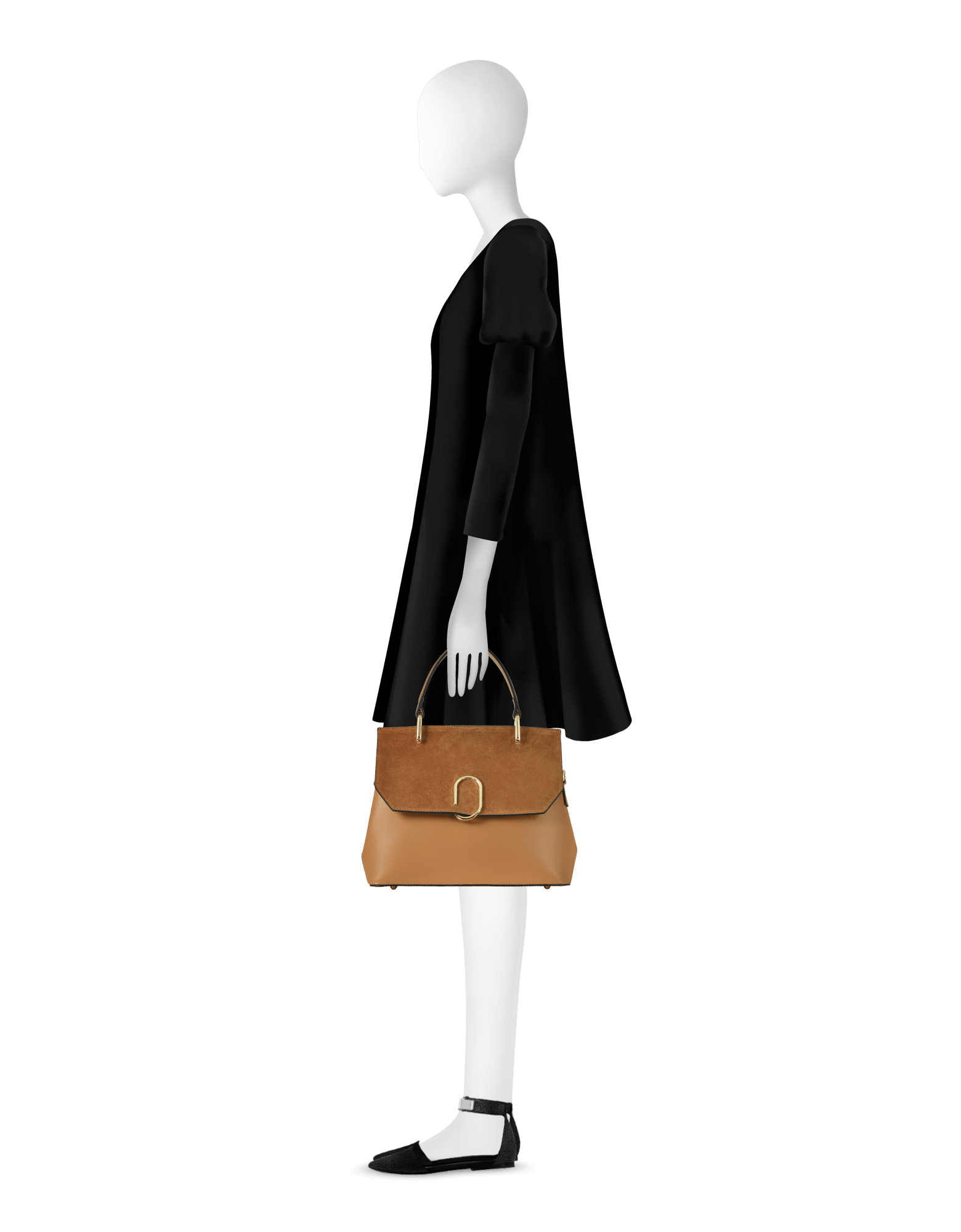 Thais Suede and Leather Satchel Bag